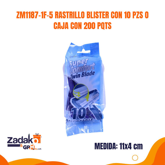 ZM1187-1F-5 RASTRILLO BLISTER CON 10 PZS O CAJA CON 200 PQTS