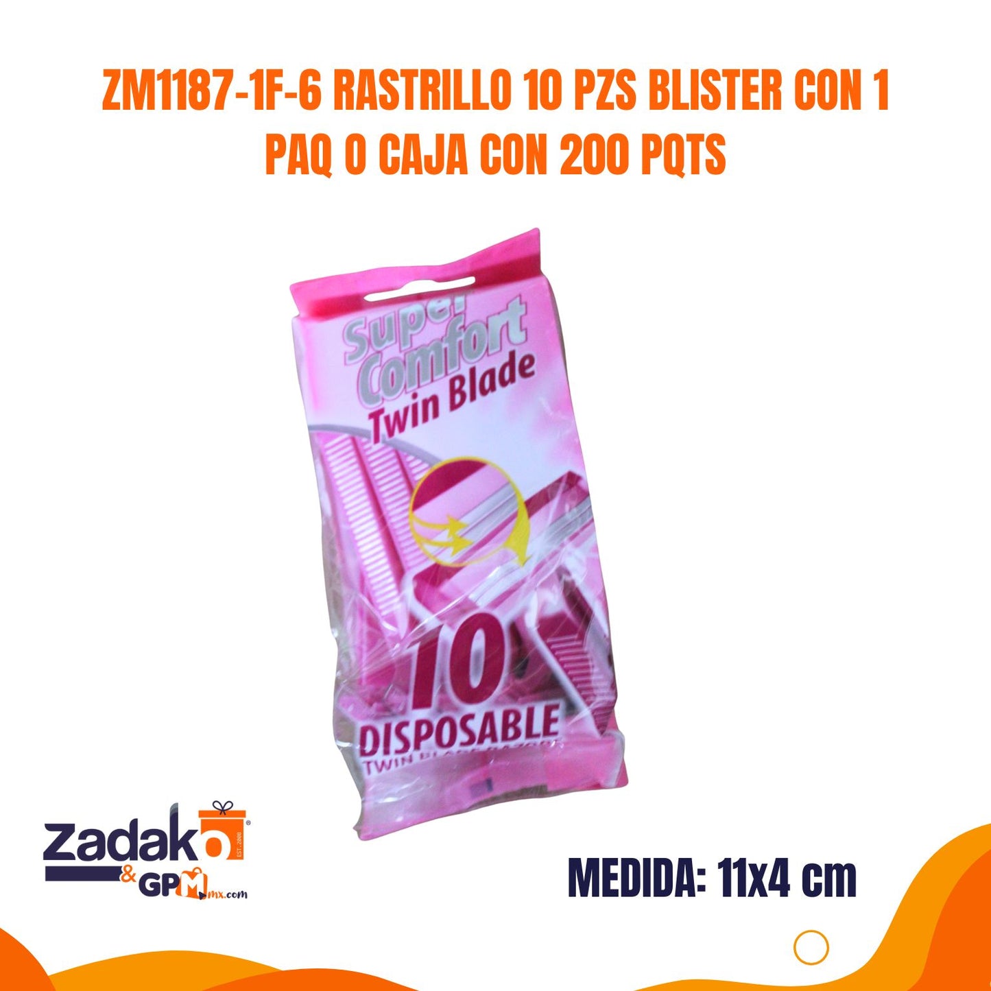 ZM1187-1F-6 RASTRILLO 10 PZS BLISTER CON 1 PAQ O CAJA CON 200 PQTS