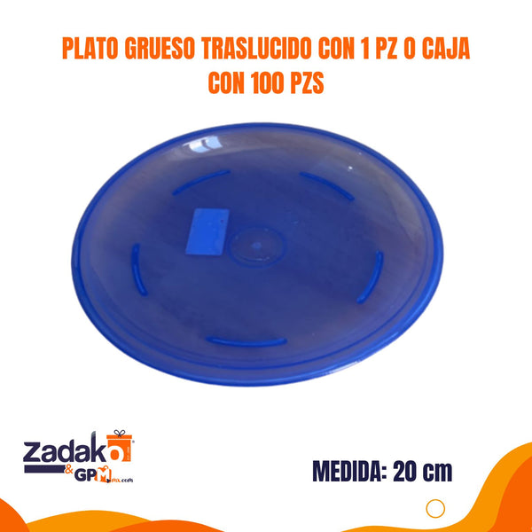 N-GPM-14570  PLATO GRUESO TRASLUCIDO CON 1 PZ O CAJA CON 100 PZS