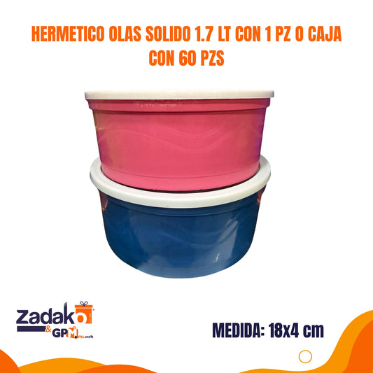N-GPM-14572  HERMETICO OLAS SOLIDO 1.7 LT CON 1 PZ O CAJA CON 60 PZS