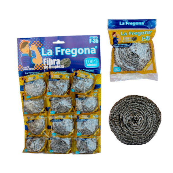 F-61130 FIBRA LA FREGONA F-35 12PZS ACERO  CON  1 PZ O CAJA CON  20 PZS