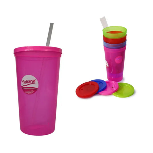 N-GPM-14917  MX-333C VASO ORLANDO 1L COLORS C/POPOTE CON 1 PZ O CAJA CON 60 PZS