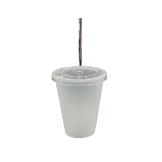 MX-717 VASO SIRENA 16 OZ NATURAL CON GLITTER CON 1 PZ O CAJA CON  48 PZS