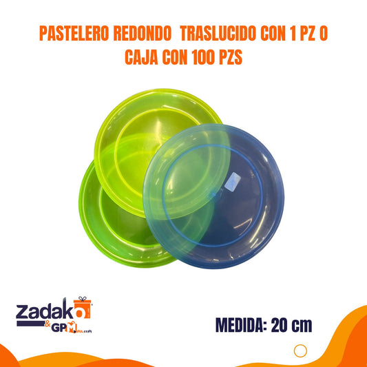 PASTELERO REDONDO  TRASLUCIDO CON 1 PZ O CAJA CON 100 PZS