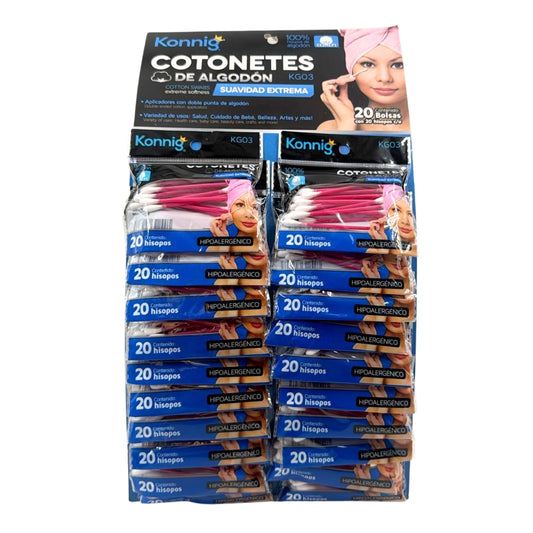 KG03 COTONETE EN TIRA CON 20 PAQ O CAJA CON 100 PQTS