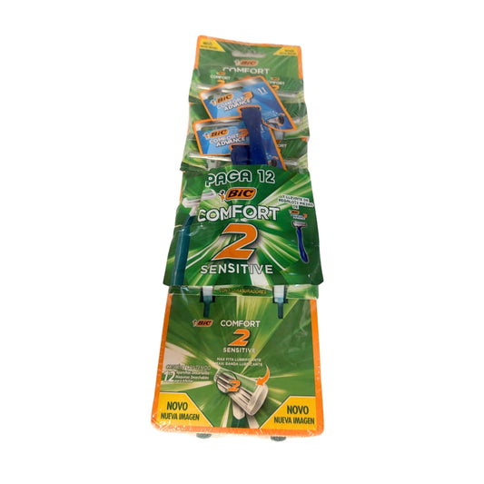 RASTRILLO BIC CONFORT 2 SENSITIVE, CON 12 PZS O CAJA CON 8 PQTS