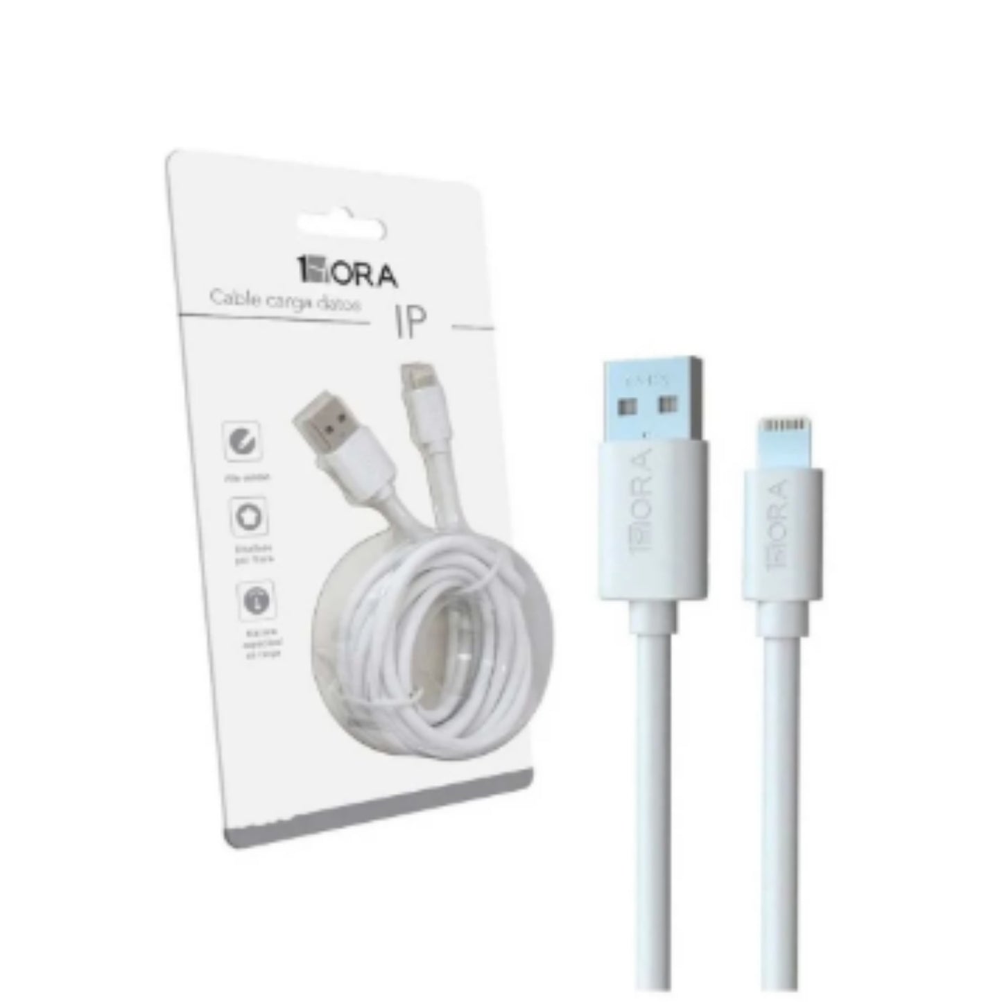 CAB206 CABLE USB COMPATIBLE CON IPHONE, IPAD 2.1A 2M 1 HORA CON 1 PZ O CAJA CON 200 PZS