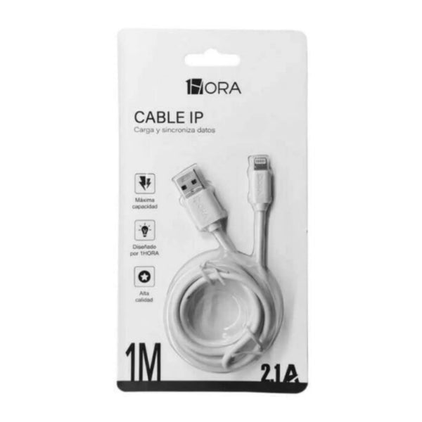 CAB179 CABLE USB TIPO TIPO LIGHTNING 2.1A 1M 1 HORA CON 1 PZ O CAJA CON 200 PZS