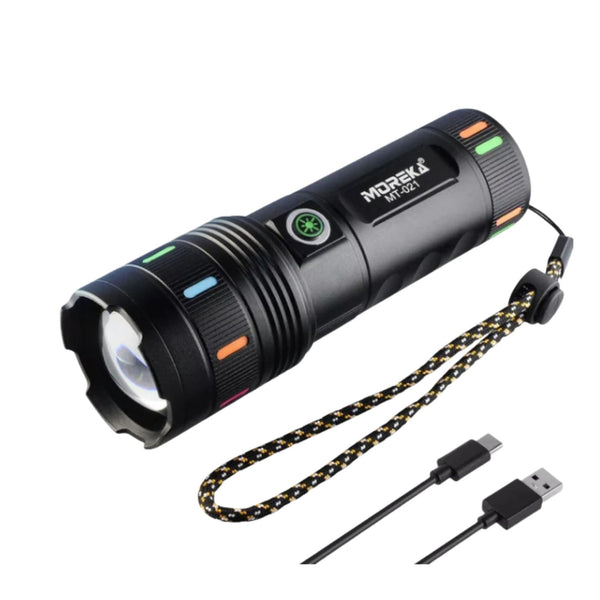 MT-021 LINTERNA ALUMINIO LED 3000m 4500mAh RECARGSBLE USB CON 1 PZ O CAJA CON 40 PZS