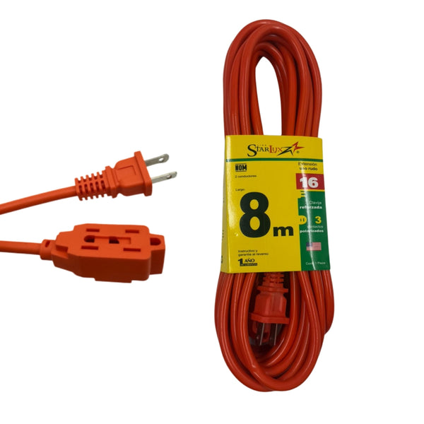 EXTENSION NARANJA No. 16 DE 8 METROS STARLUX CON 1 PZ O CAJA CON 20 PZS