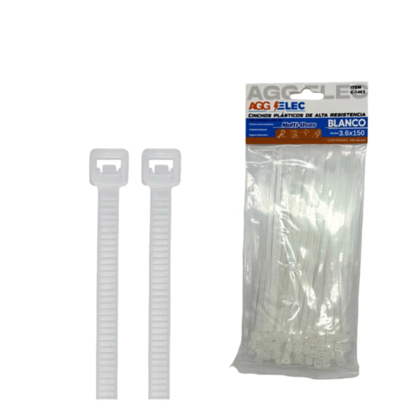 C-1463 CINCHO BLANCO 3.6X15 CM CON 1 PZ O CAJA CON 200 PZS