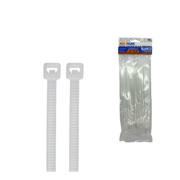 C1454 CINCHO BLANCO 4.8X20 CM CON 1 PZ O CAJA CON 200 PZS