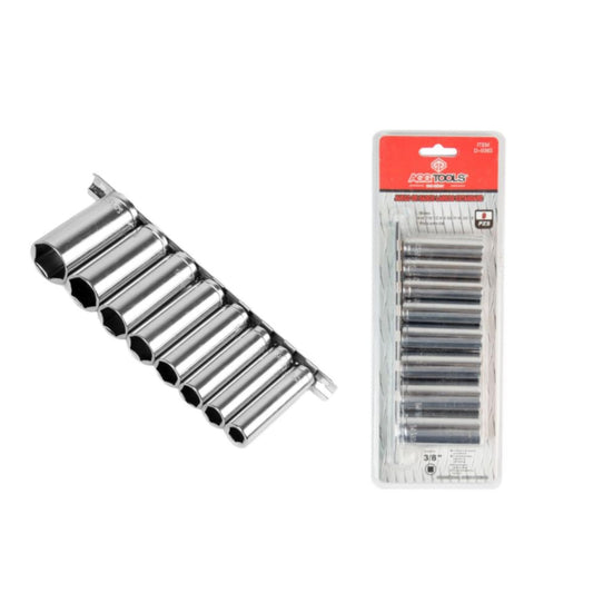 D0363 DADOS 3/8 DE PULGADA L 8 PIEZAS STD CROMADO CON 1 PZ O CAJA CON 6 PZS