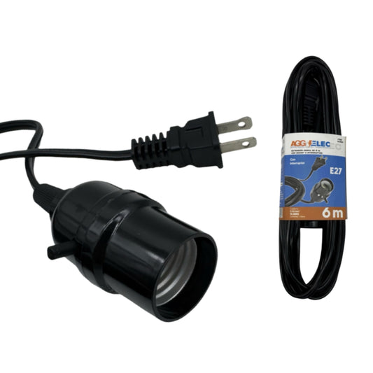 E0506 EXTENSIÓN CON PORTA LAMPARA 6 MTS CON 1 PZ O CAJA CON 60 PZS