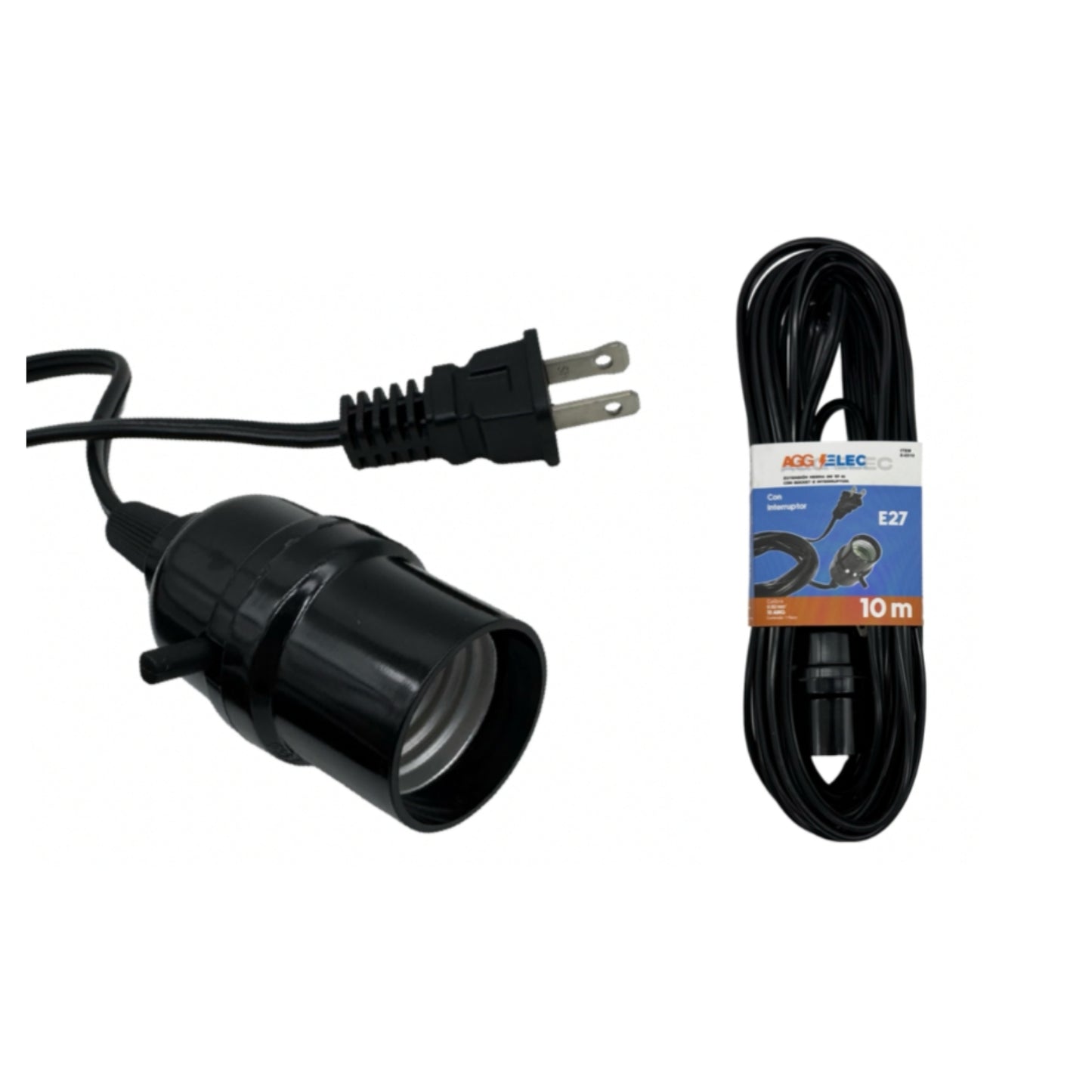 E0510 EXTENSIÓN CON PORTA LAMPARA 10 MTS  CON 1 PZ O CAJA CON 40 PZS
