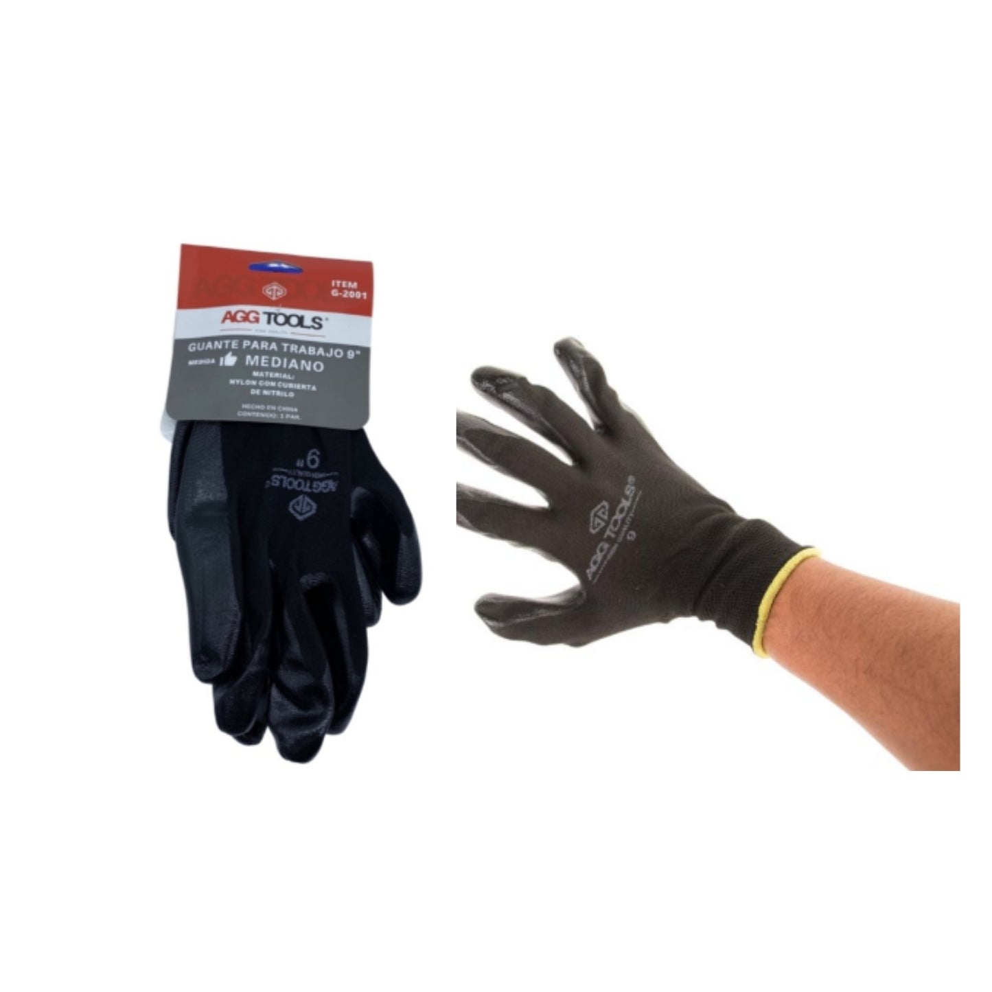 G2001 GUANTE NYLON MEDIANO CON 1 PZ O CAJA CON 144 PZS