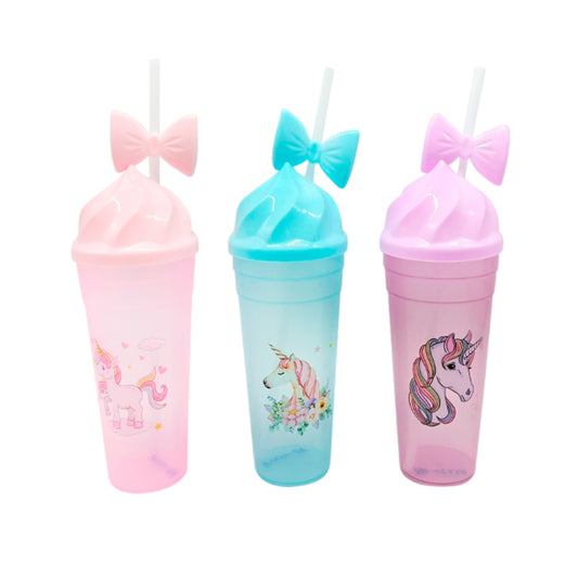 AD-0521 VASO TAPA Y POPOTE DE PLASTICO CON 1 PZ O CAJA CON 360 PZS