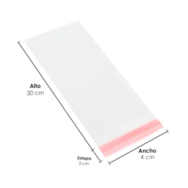 BOLSA CELOFAN SP 4X20 PQT CON 100 PZS O CAJA CON 600 PQTS