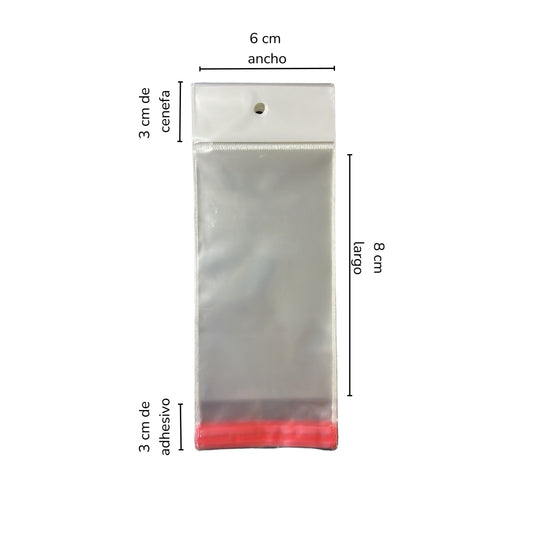 BOLSA CELOFAN CP 6X8 PQT CON 100 PZS O CAJA CON 480 PQTS