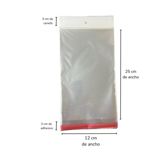 BOLSA CELOFAN CP 12X25 PQT CON 100 PZS O CAJA CON 120 PQTS