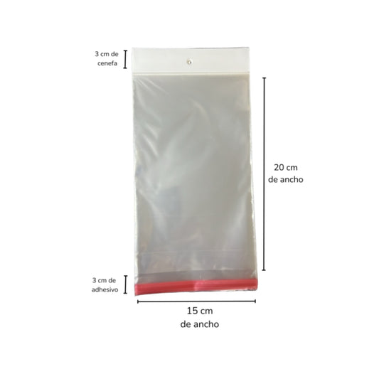 BOLSA CELOFAN CP 15X20 PQT CON 100 PZS O CAJA CON 120 PQTS