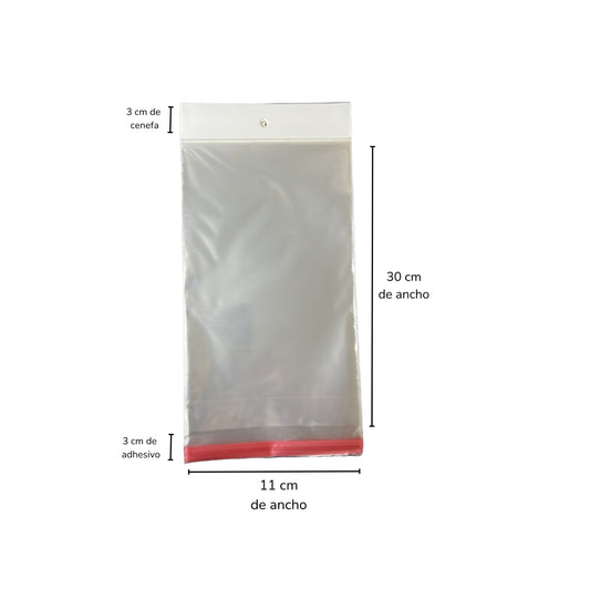 BOLSA CELOFAN CP 11X30 PQT CON 100 PZS O CAJA CON 150 PQTS