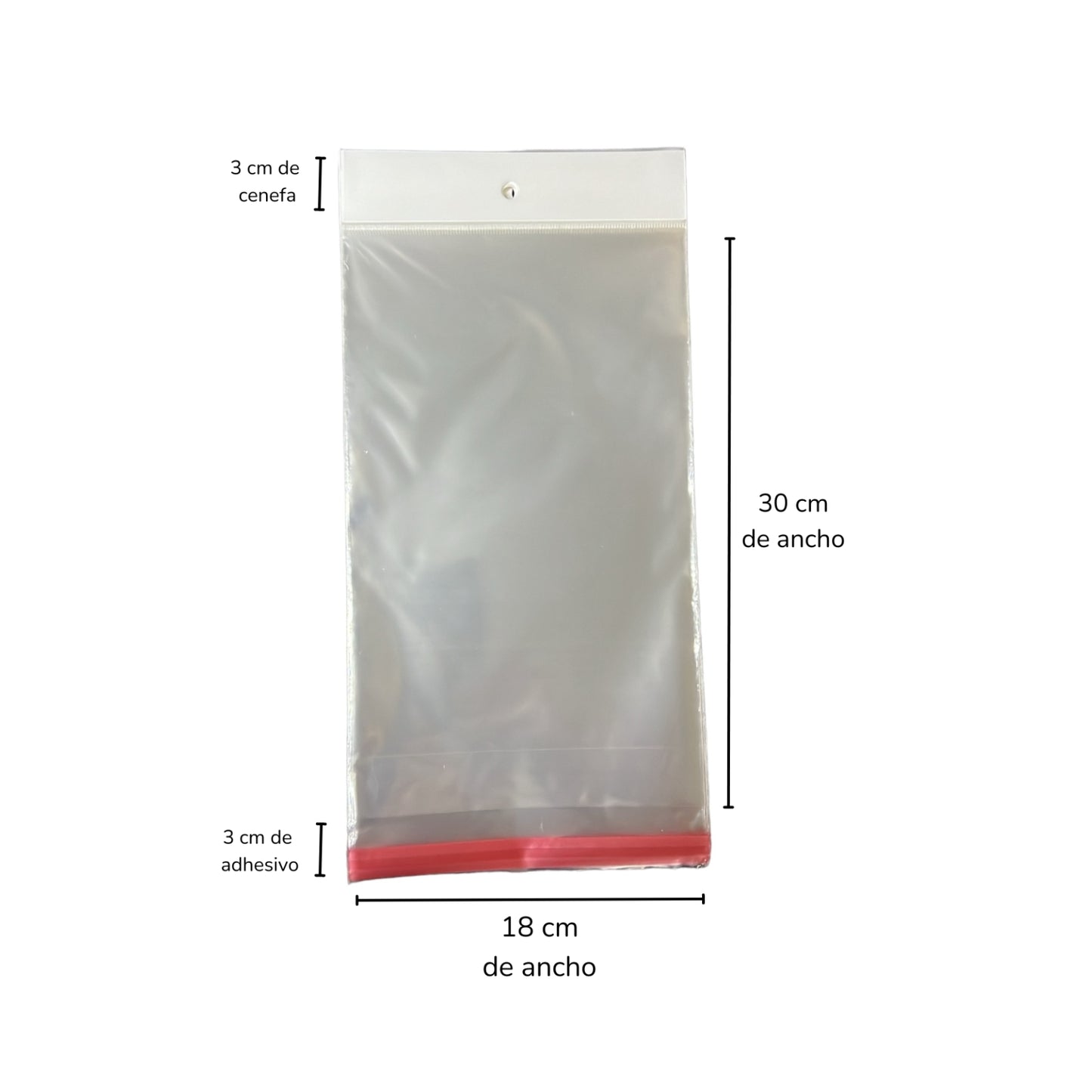 BOLSA CELOFAN CP 18X30 PQT CON 100 PZS O CAJA CON 100 PQTS