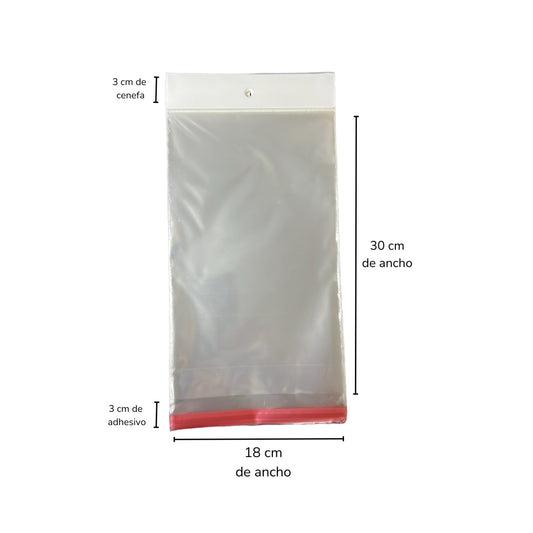 BOLSA CELOFAN CP 18X30 PQT CON 100 PZS O CAJA CON 100 PQTS