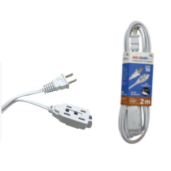 E0552 EXTENSION ELECTRICA BLANCA 2 MTRS CON 1 PZ O CAJA CON 80 PZS