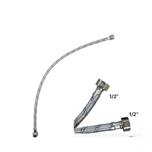 M0741 MANGUERA FLEX PARA FREGADOR 1/2x1/2 PULGADA, 55CM CON 1 PZ O CAJA CON 96 PZS