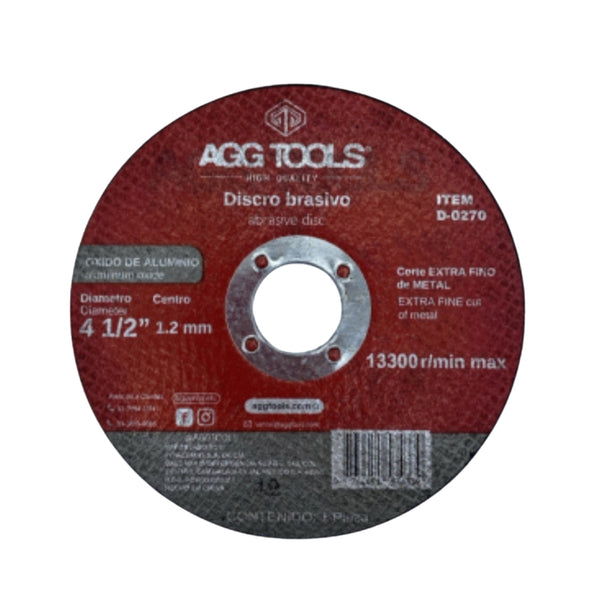 D0270 DISCO CORTE 4.5 PULGADAS X 1.2MM 7/8 PULGADAS CON 10 PZS O CAJA CON 40 PQTS