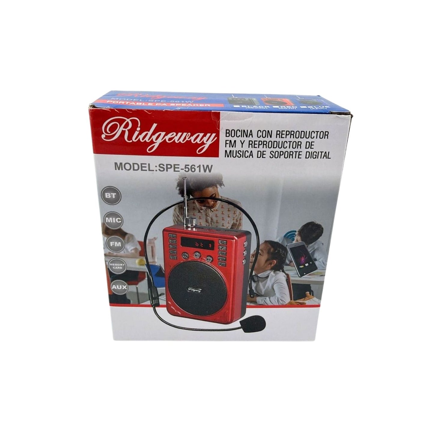 SPE-561W MEGAFONO BOCINA BLUETOOTH PORTATIL ALTAVOZ RADIO USB DIADEMA CON 1 PZ O CAJA CON 50 PZS