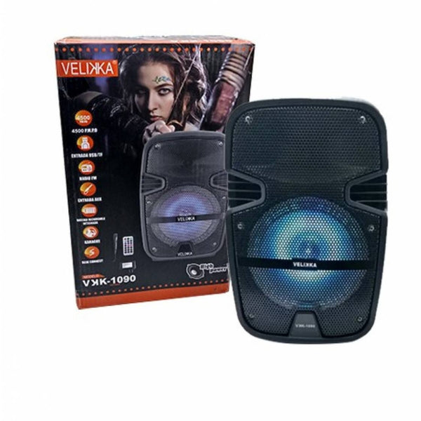 VKK-1090 BOCINA 8 PULGADAS ENTRADA USBA/TF, AUX, KARAOKE, RADIO FM, BLUETOOTH RECARGABLE CON 1 PZ POR CAJA