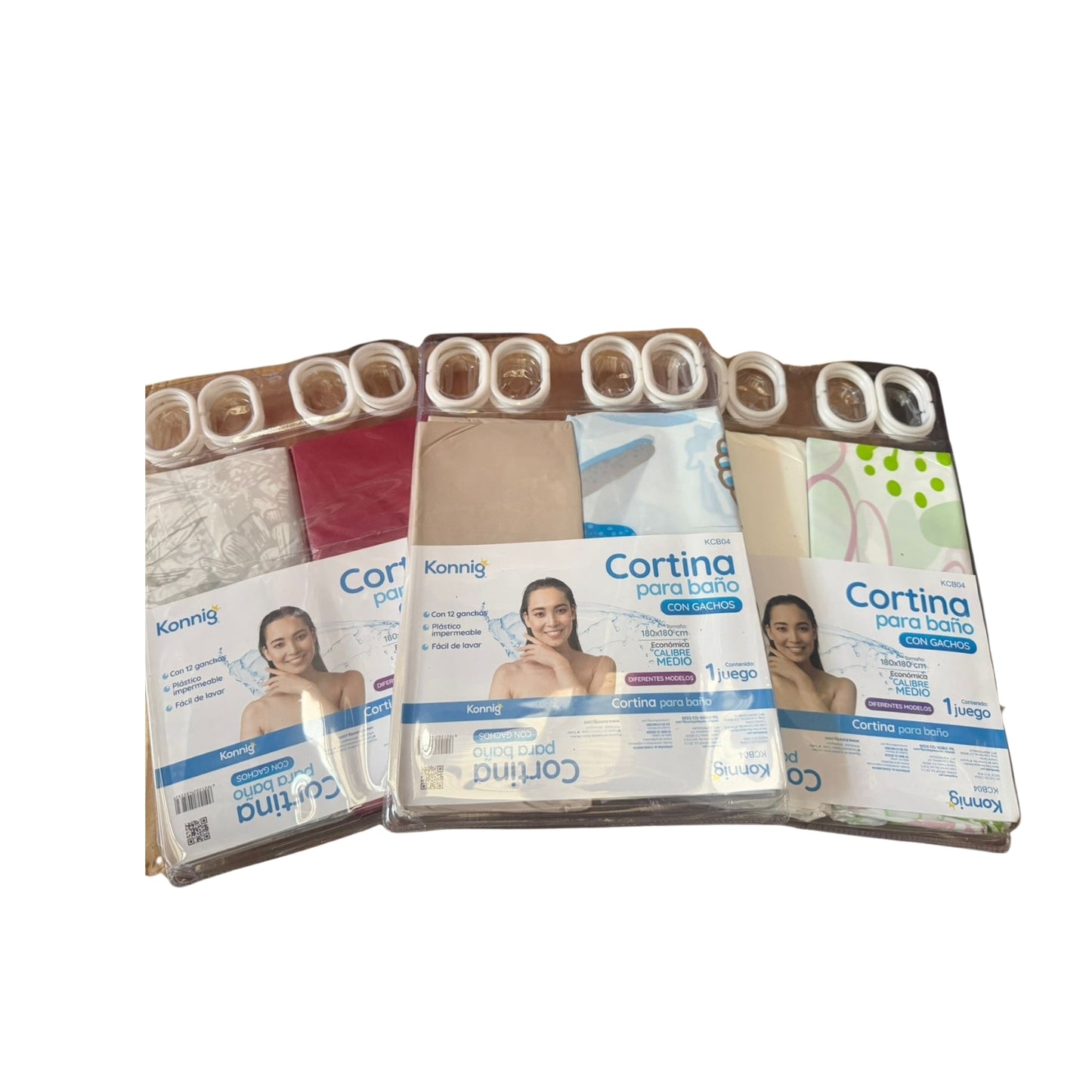 KCB04 CORTINA PARA BAÑO DOBLE DISEÑO CON 1 PZ O CAJA CON 72 PZS