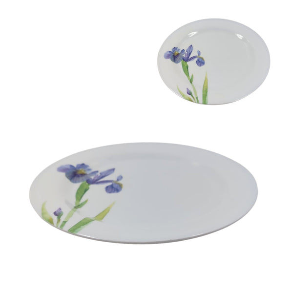 KMA11-3 PLATO EXTENDIDO DE MELAMINA DE 25 CM FLORAL COLOR BLANCO CON 1 PZ O CAJA CON 84 PZS