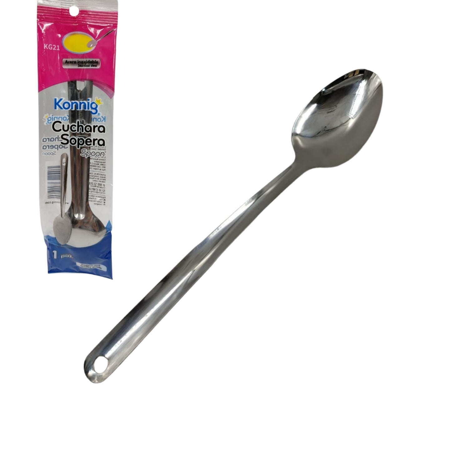 KG21  CUCHARA DE ACERO INOXIDABLE DE SERVICIO LISA CON 1 PZ O CAJA CON 432 PZS