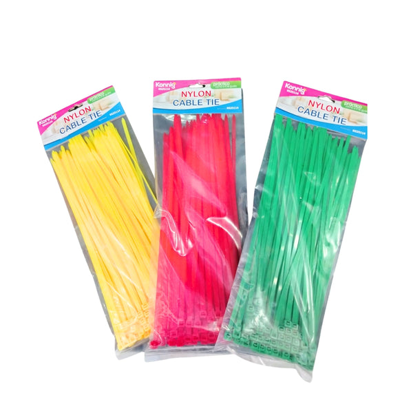 KG25112 CINCHOS NYLON COLORES CON 1 PZ O CAJA CON 200 PZS
