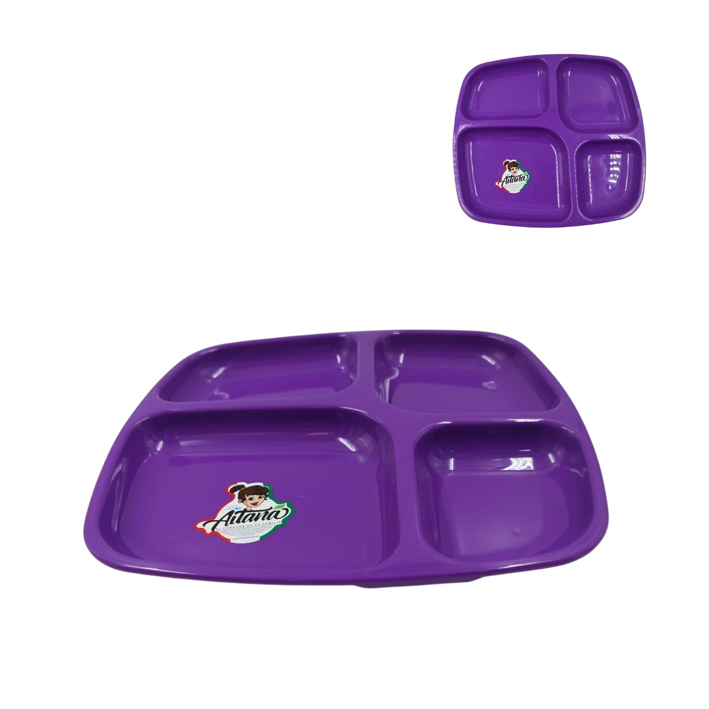 AIT-092 PLATO DE CUATRO DIVISIONES EN COLORES CON 1 PZ O CAJA CON 80 PZS