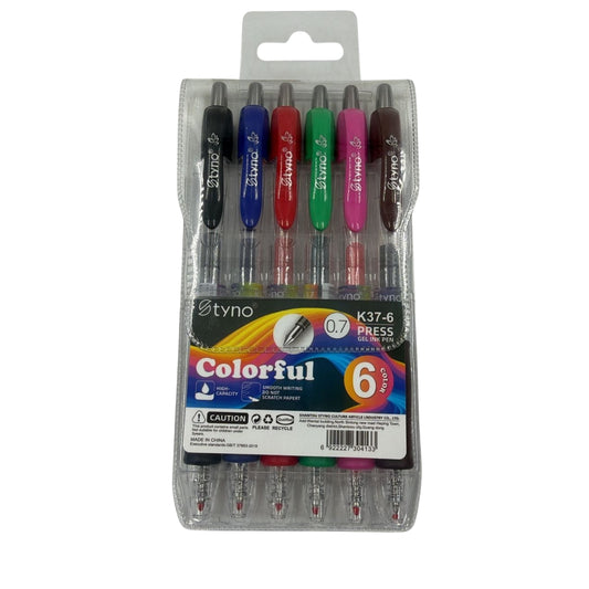 HFY-12714 PLUMAS DE GEL 6 COLORES CON 1 PAQ O CAJA CON 288 PQTS