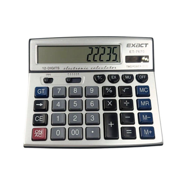 HFY-10871 CALCULADORA 12 DIGITOS DIPLAY GRANDE 19x17 CM CON 1 PZ O CAJA CON 60 PZS