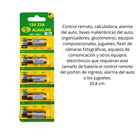 HFY-12728 BLISTER DE 5 PILAS ALCALINAS 12V 23A CON 10 PQT O CAJA CON 40 PQTS