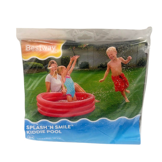 51024 ALBERCA INFLABLE REDONDA 1.02x.25 CM 2 AÑOS RED 3 ANILLOS LISA AZUL VERDE ROSA CON 1 PZ O CAJA CON 12 PZS