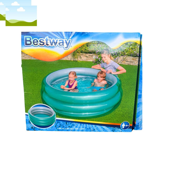 51024 ALBERCA INFLABLE REDONDA 1.02x.25 CM 2 AÑOS RED 3 ANILLOS LISA AZUL VERDE ROSA CON 1 PZ O CAJA CON 12 PZS