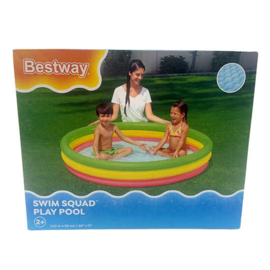 51103 ALBERCA INFLABLE REDONDA 1.5x.30 CM 3 ANILLOS ARCOIRIS CON 1 PZ O CAJA CON 6 PZS