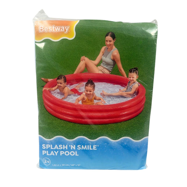 51026 ALBERCA INFLABLE REDONDA 1.52x.30 CM 2 AÑOS 3 ANILLOS LISA VERDE ROJO AZUL 3 COLORES CON 1 PZ O CAJA CON 6 PZS