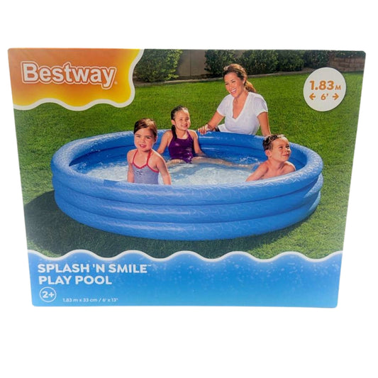 51027 ALBERCA INFLABLE REDONDA 1.83x83 CM LISA 3 ANILLOS 3 COL CON 1 PZ O CAJA CON 6 PZS