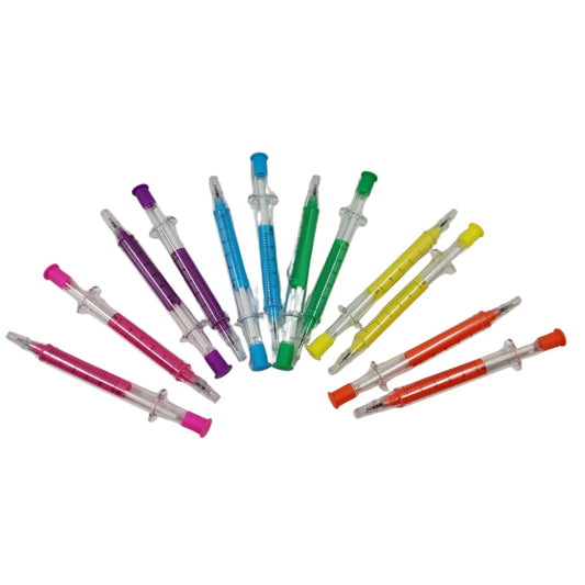 C-352-23 BOLIGRAFO FORMA INYECCIÓN 12 PZS  6 COLORES GEL CON 1 PQ O CAJA CON 144 PQTS