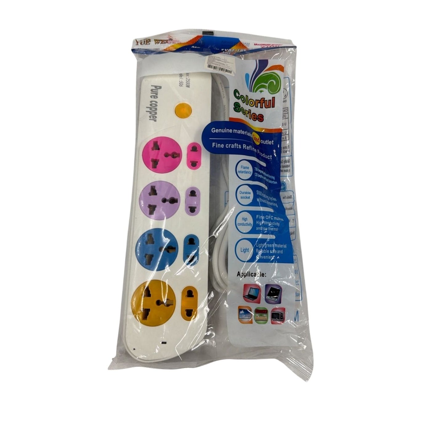 HFY-14060 MULTICONTACTOS  8 CLAVIJAS 110V, CAPACIDAD MAXIMA 2500W CON 1 PZ O CAJA CON 80 PZS