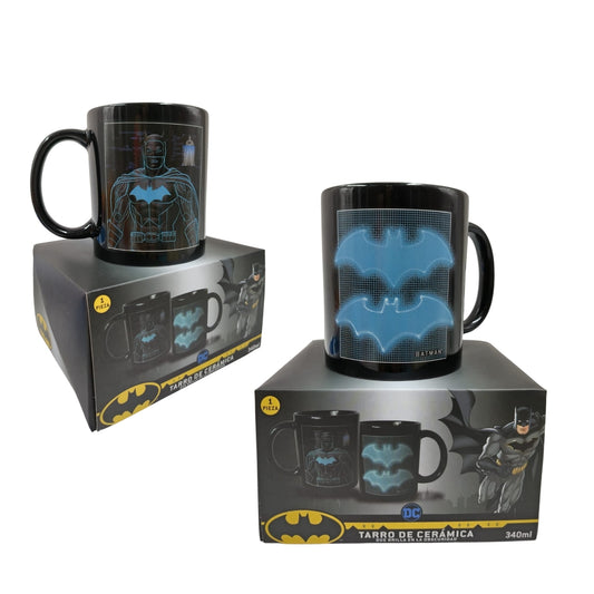 1738-187 TARRO DE CERAMICA BATMAN QUE BRILLA EN LA OBSCURIDAD CON 1 PZ O CAJA CON 24 PZS