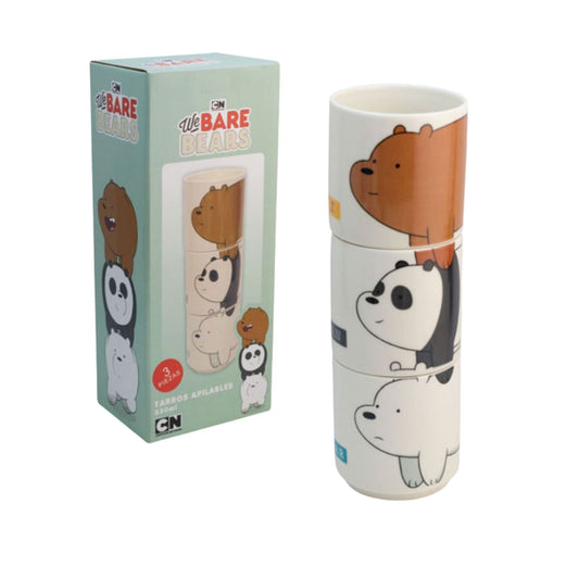 1754-93 JUEGO DE 3 TAZAS APILABLES WE BARE VEARS DE PORCELANA CON CAJA DE REGALO CON 1 PZ O CAJA CON 4 PQTS